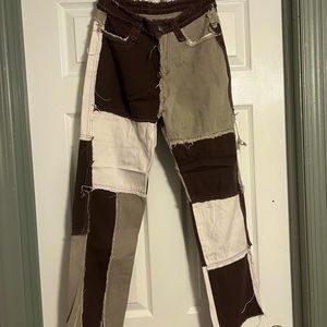 Brown patchwork pants!